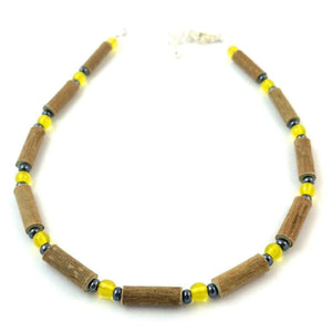 Hazelwood Yellow & Hematite - 9.5-10.5 Adjustable Anklet - Hazelwood Jewelry